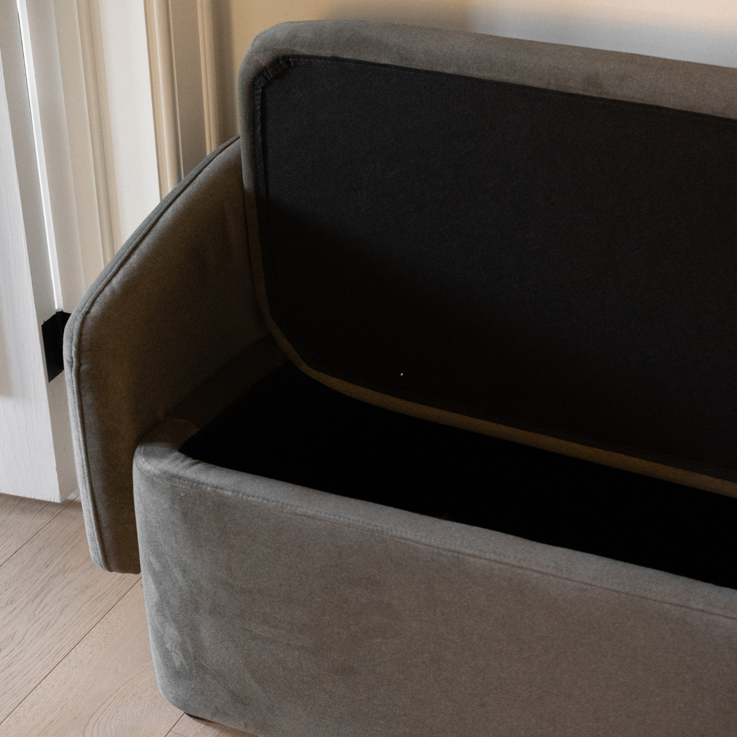 Upholstered Storage Bench in Forest Green Matte Velvet - Removable Lid, Wood Frame