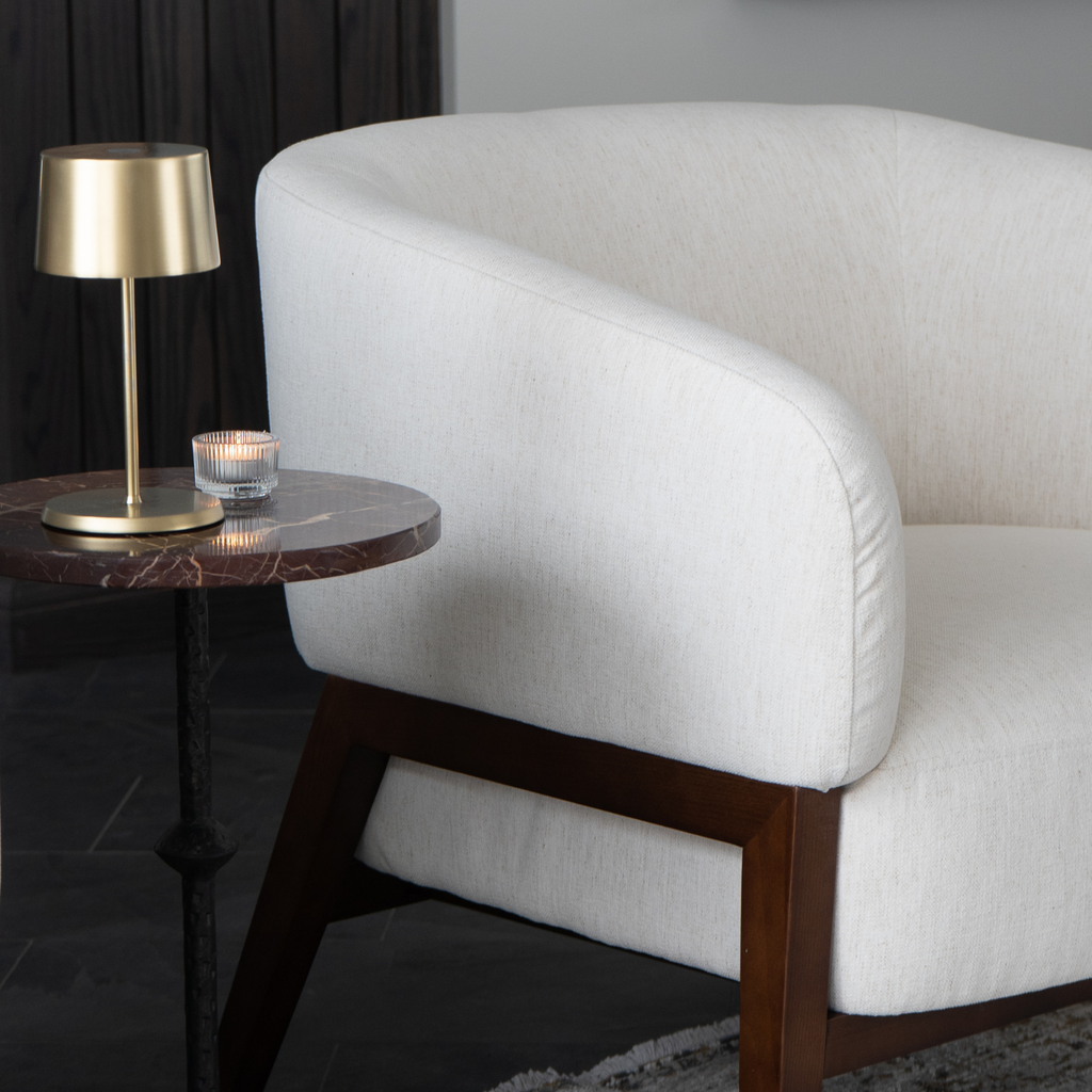 Accent Lounge Chair in Snow Performance Fabric - Wood Base