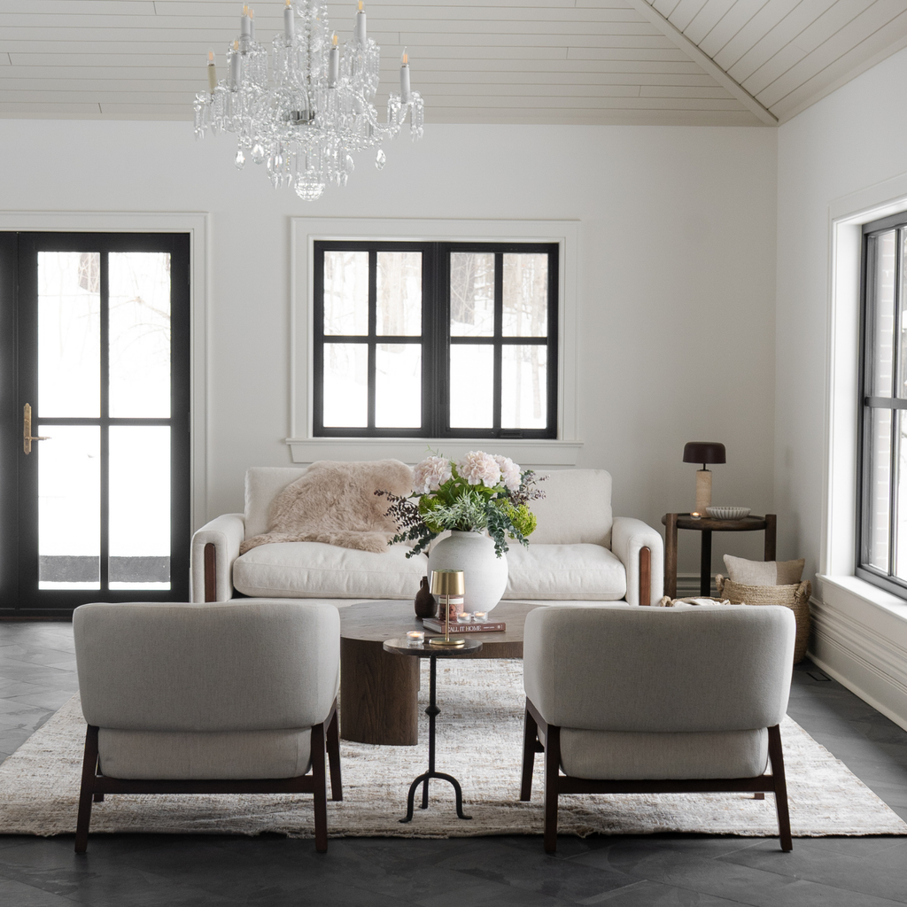 Accent Lounge Chair in Snow Performance Fabric - Wood Base