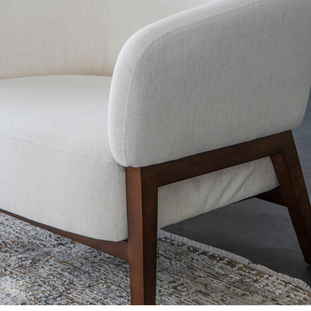 Accent Lounge Chair in Snow Performance Fabric - Wood Base