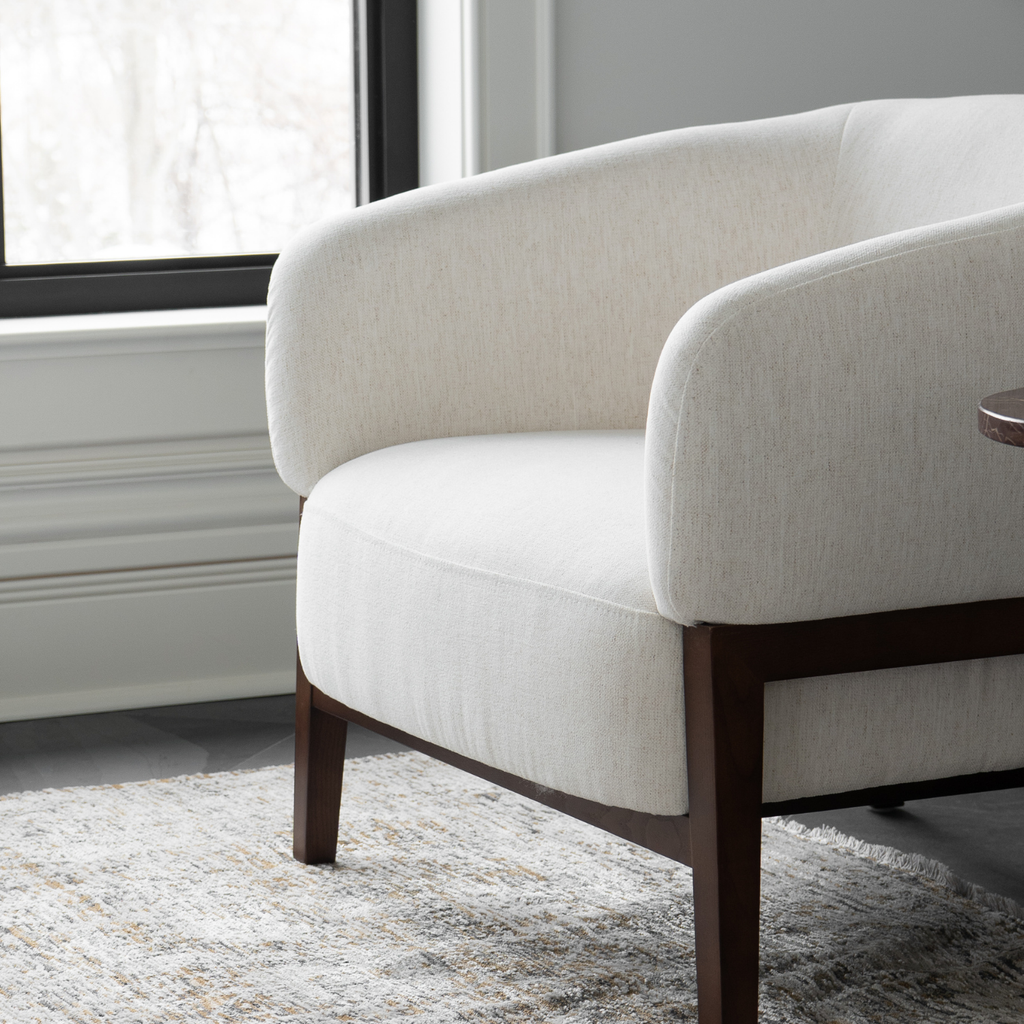 Accent Lounge Chair in Snow Performance Fabric - Wood Base