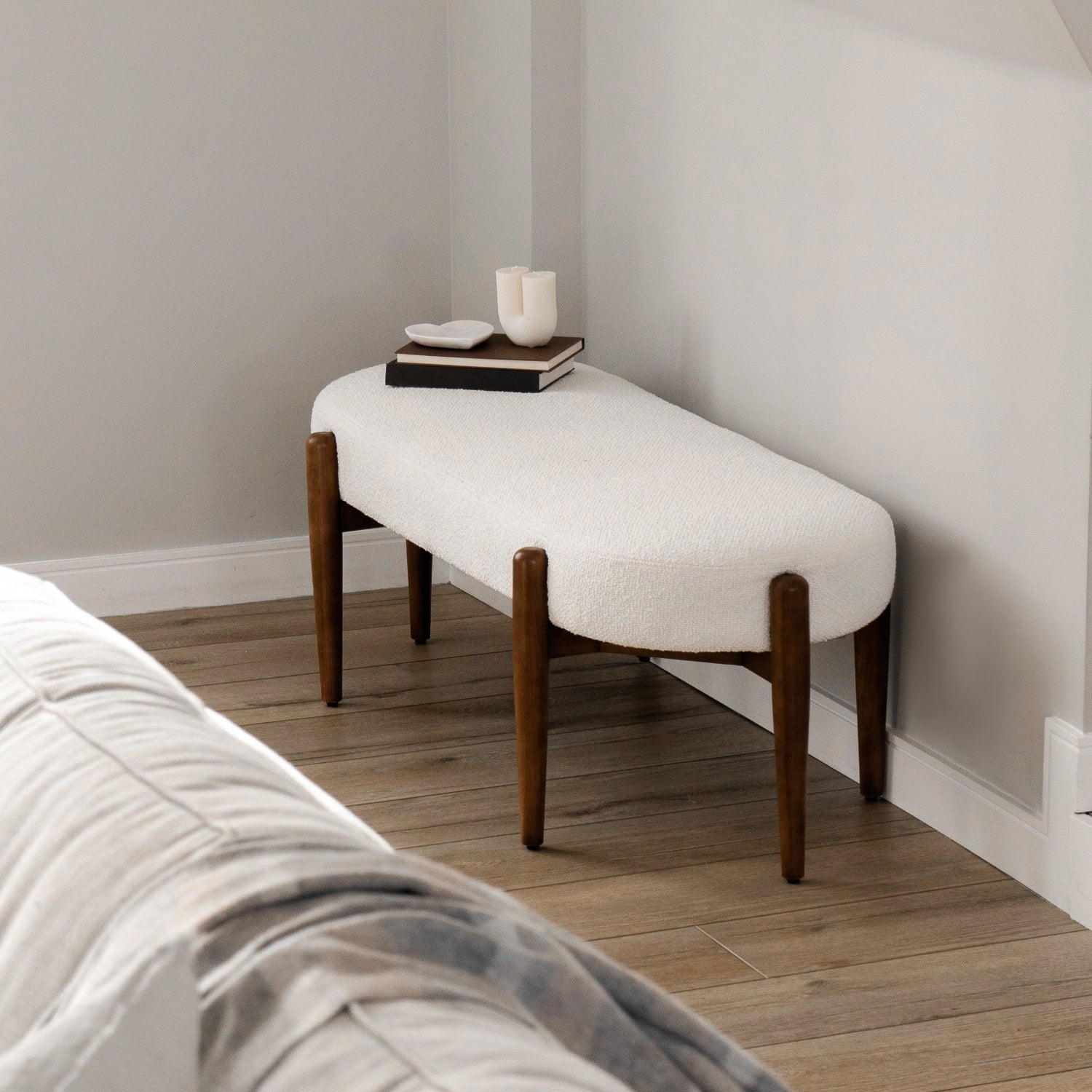 Top-Grain Leather Storage Bench in Pewter - Lift-Top, Solid Wood Frame
