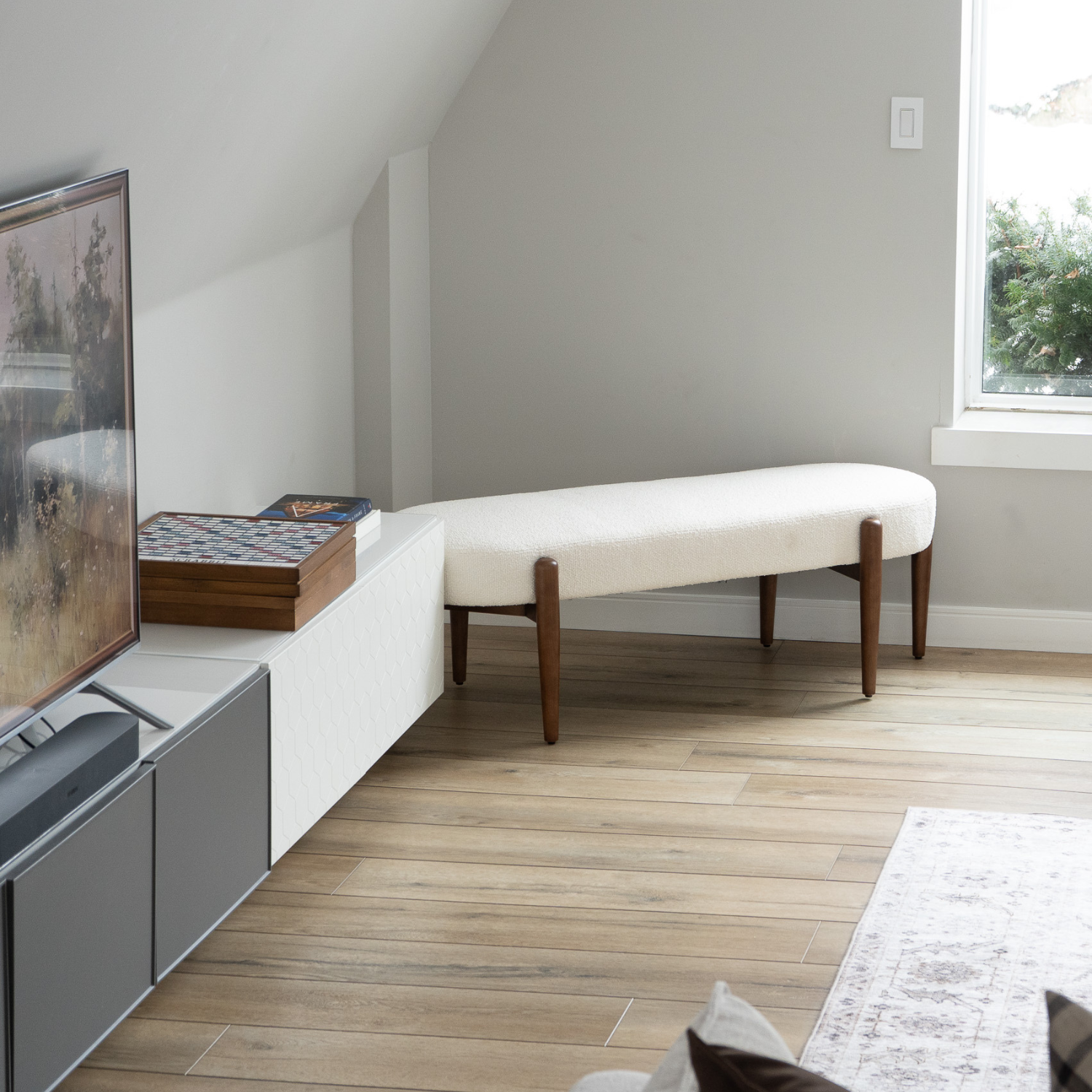 Top-Grain Leather Storage Bench in Pewter - Lift-Top, Solid Wood Frame