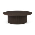 Solid Mango Wood Coffee Table in Espresso Brown - Fluted Base, Hydraulic Lift Top