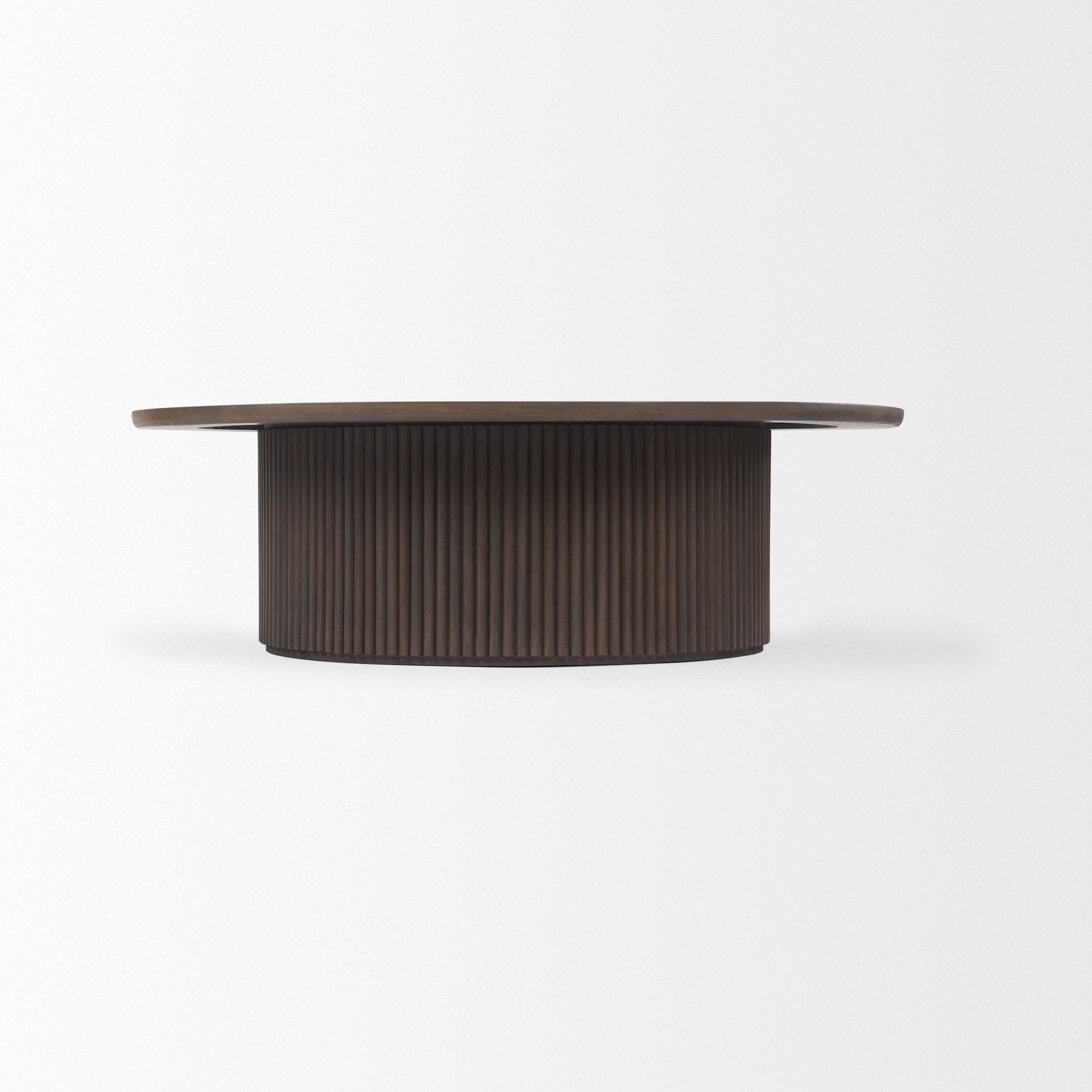 Solid Mango Wood Coffee Table in Espresso Brown - Fluted Base, Hydraulic Lift Top