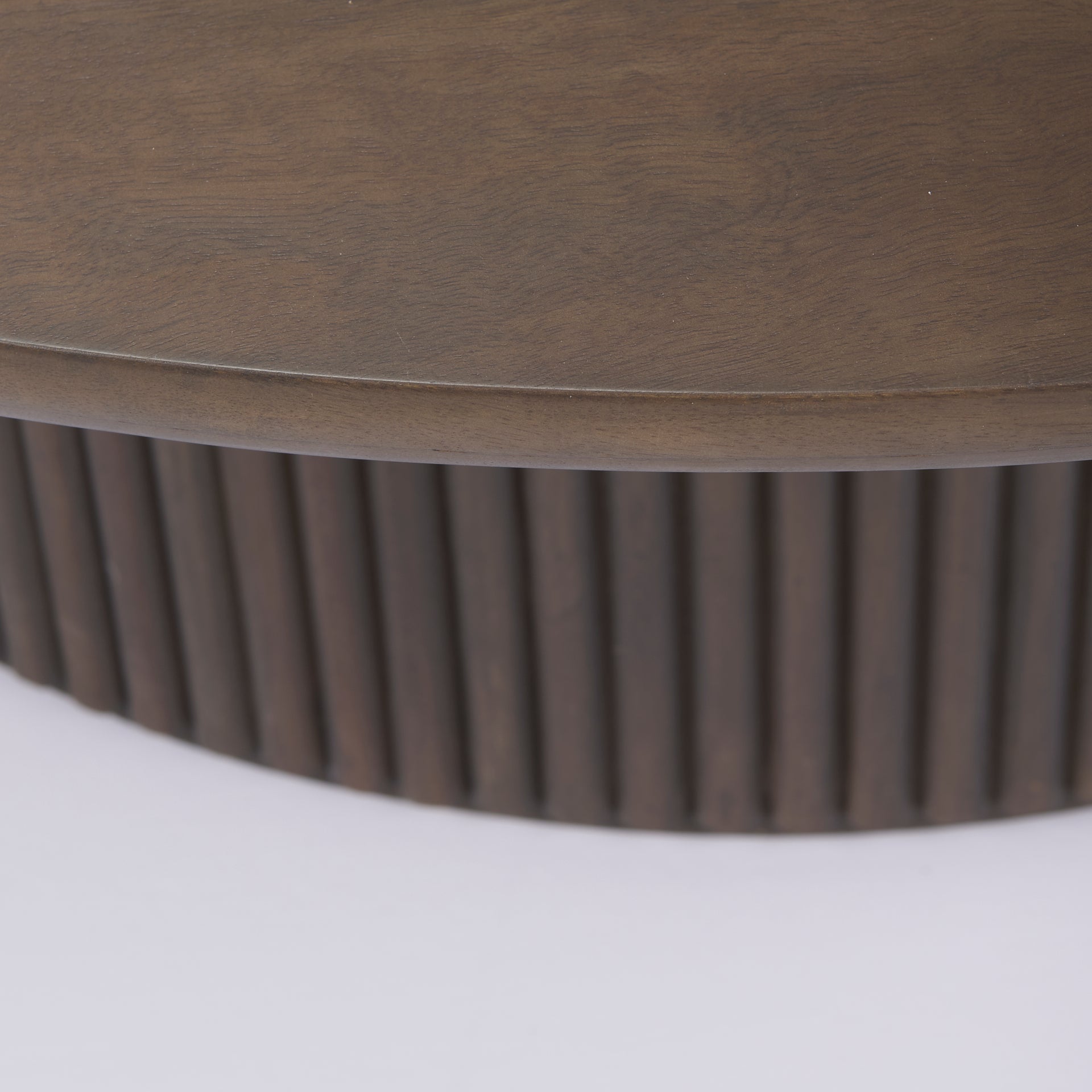 Solid Mango Wood Coffee Table in Espresso Brown - Fluted Base, Hydraulic Lift Top