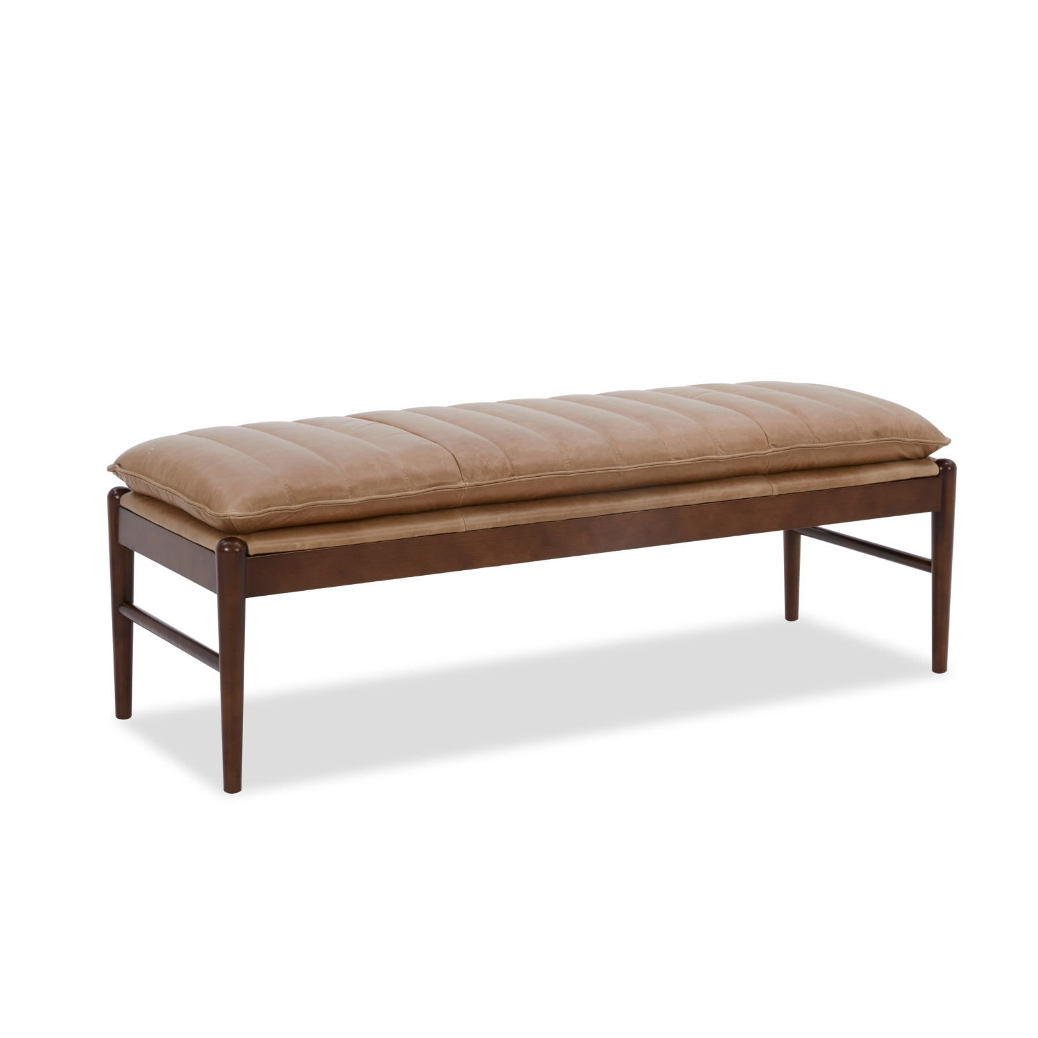 Tufted Top-Grain Leather Storage Bench in Mink - Lift-Top, Solid Wood Frame