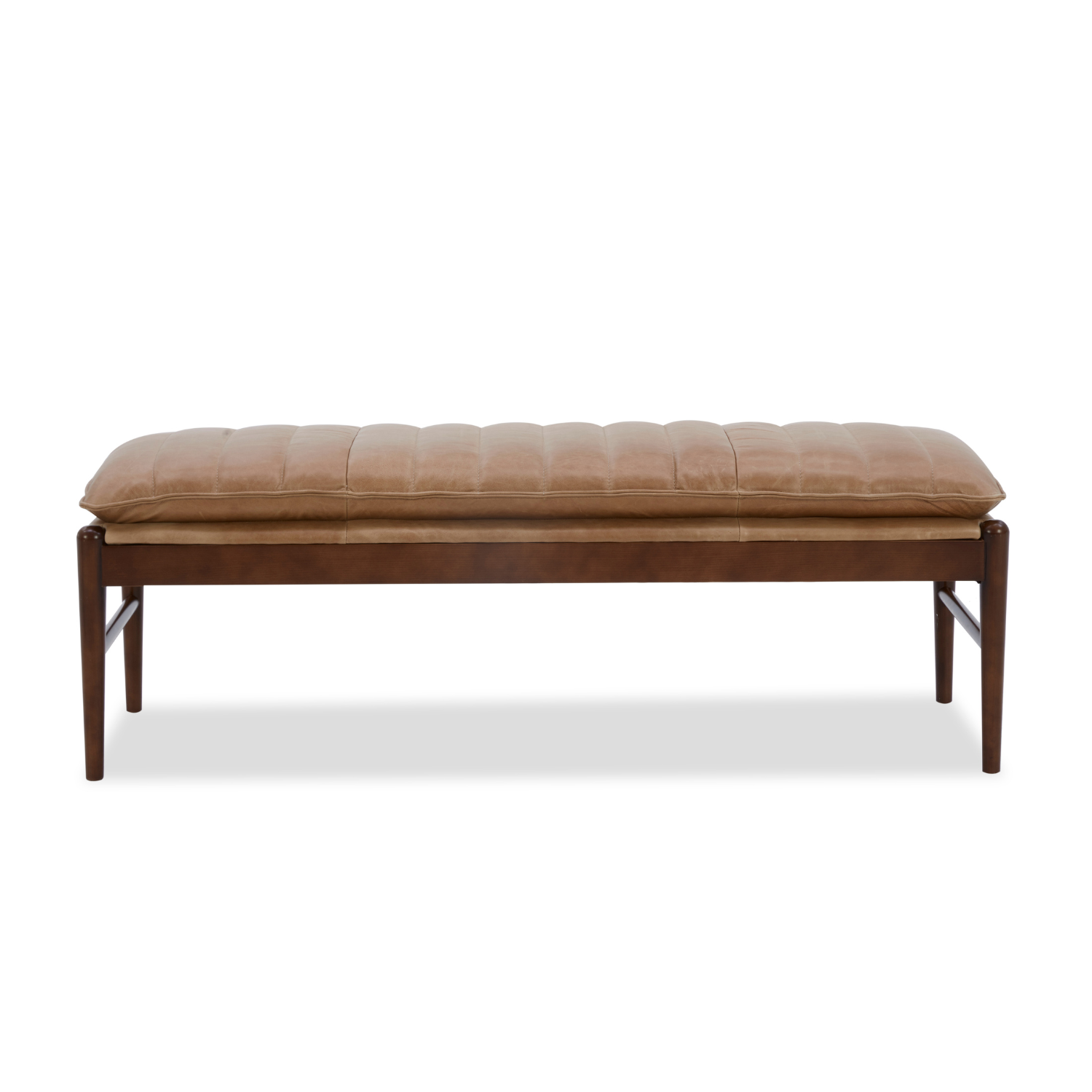 Tufted Top-Grain Leather Storage Bench in Mink - Lift-Top, Solid Wood Frame