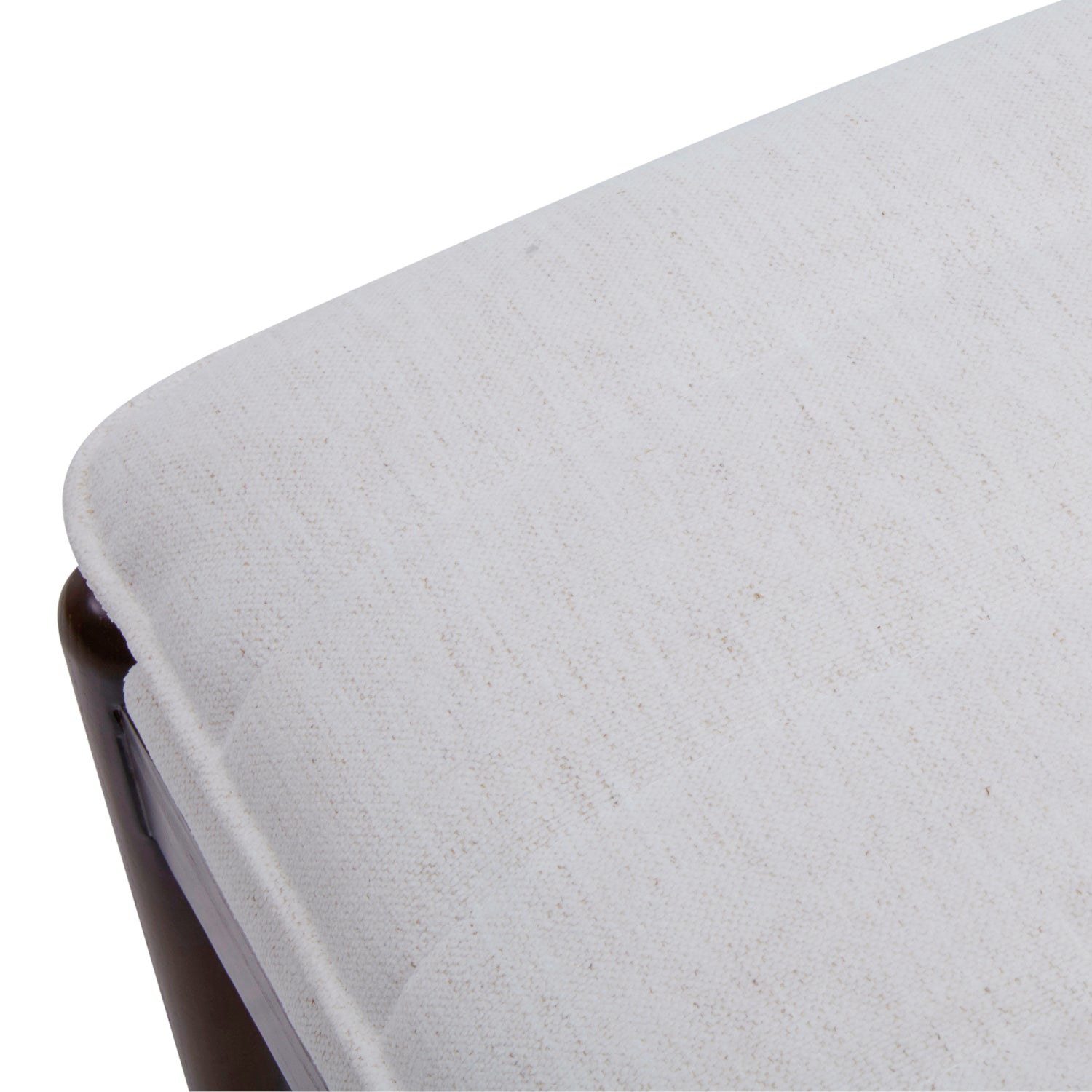 Upholstered Bench in Snow Performance Fabric - Channeled Seat, Solid Wood Legs