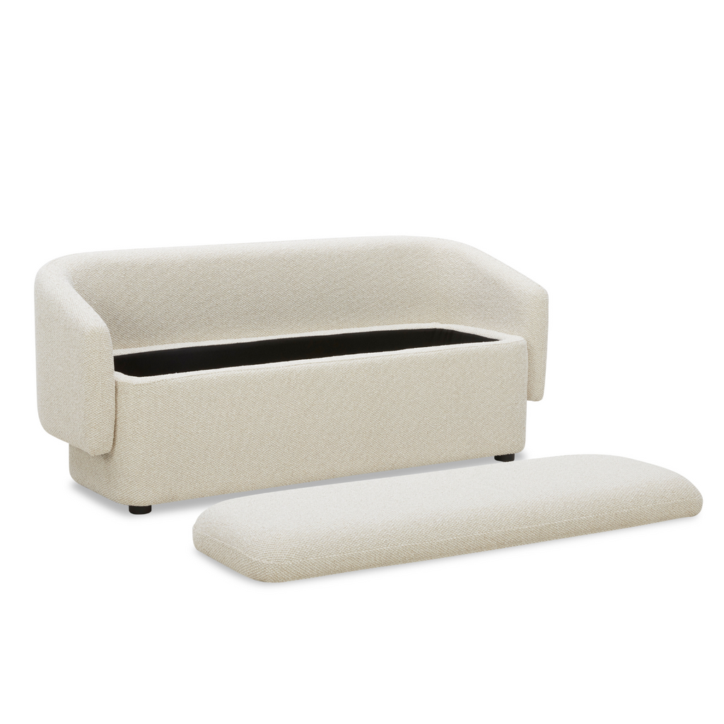 Upholstered Storage Bench in Linen Polyester - Removable Lid, Hidden Storage