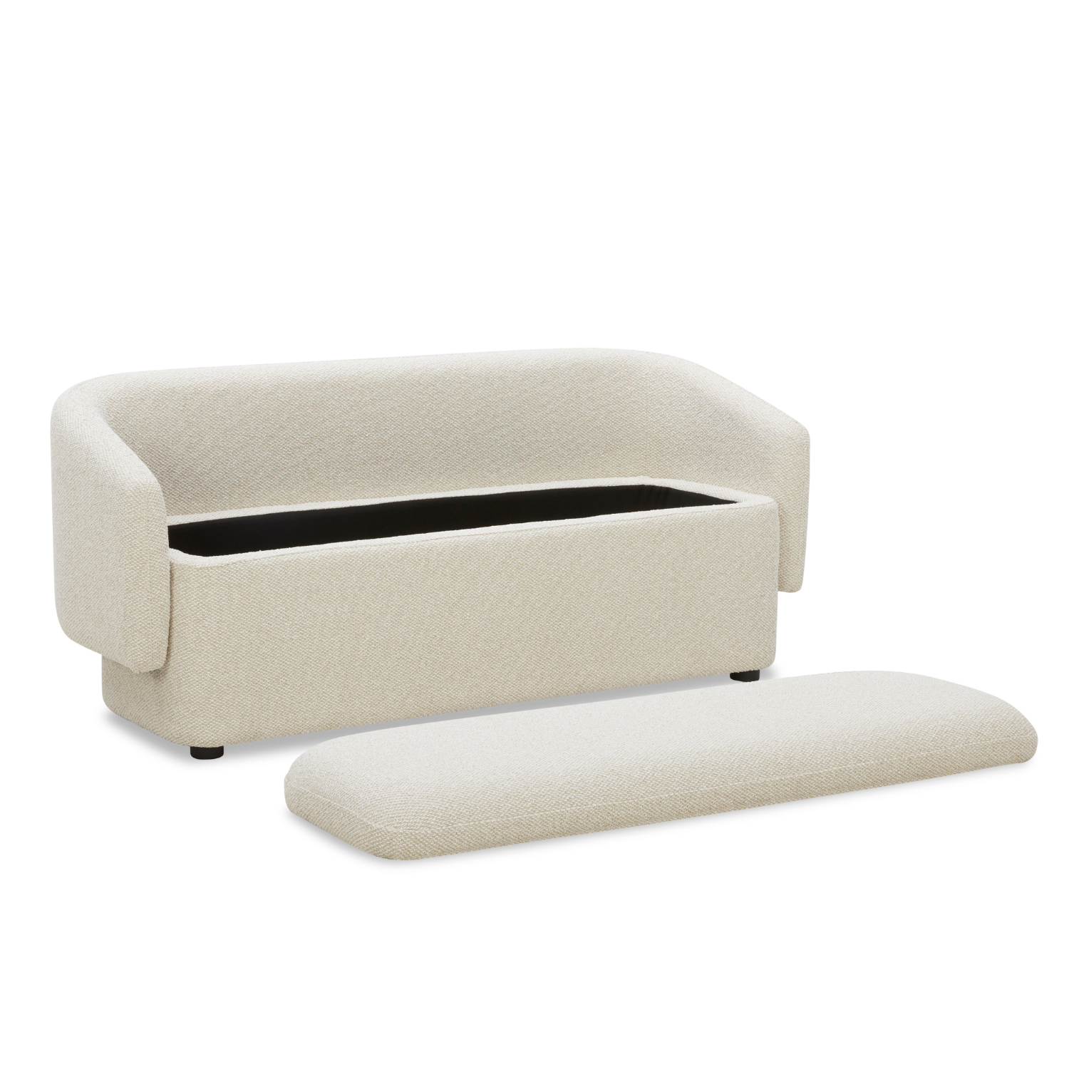 Upholstered Storage Bench in Linen Polyester - Removable Lid, Hidden Storage