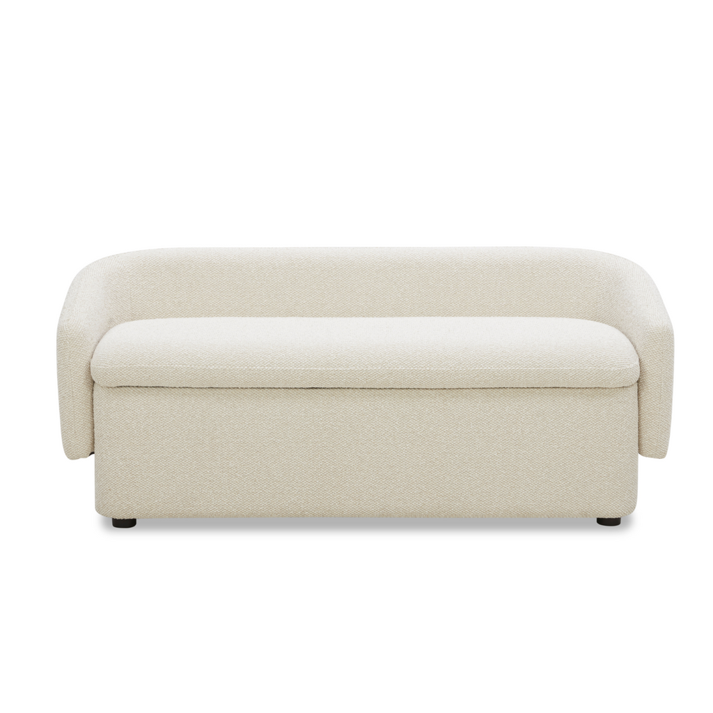 Upholstered Storage Bench in Linen Polyester - Removable Lid, Hidden Storage