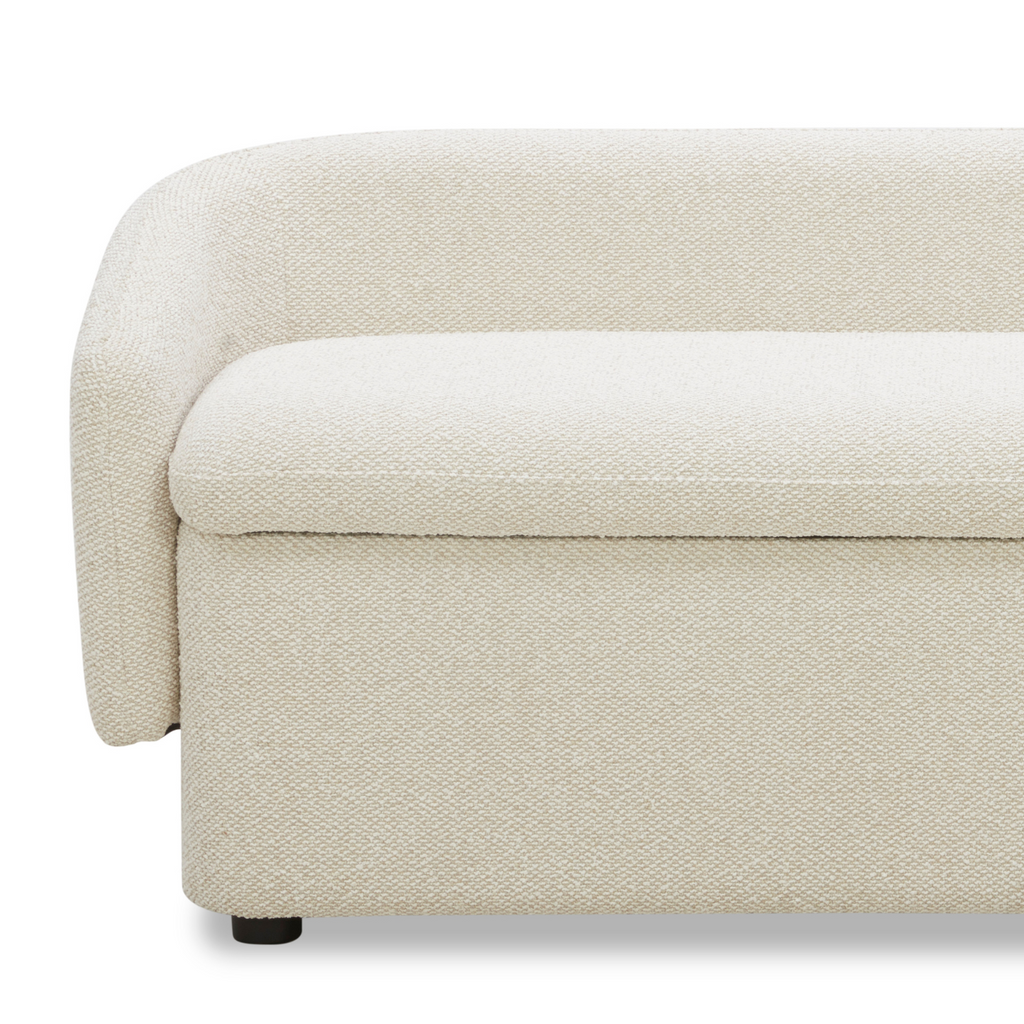 Upholstered Storage Bench in Linen Polyester - Removable Lid, Hidden Storage