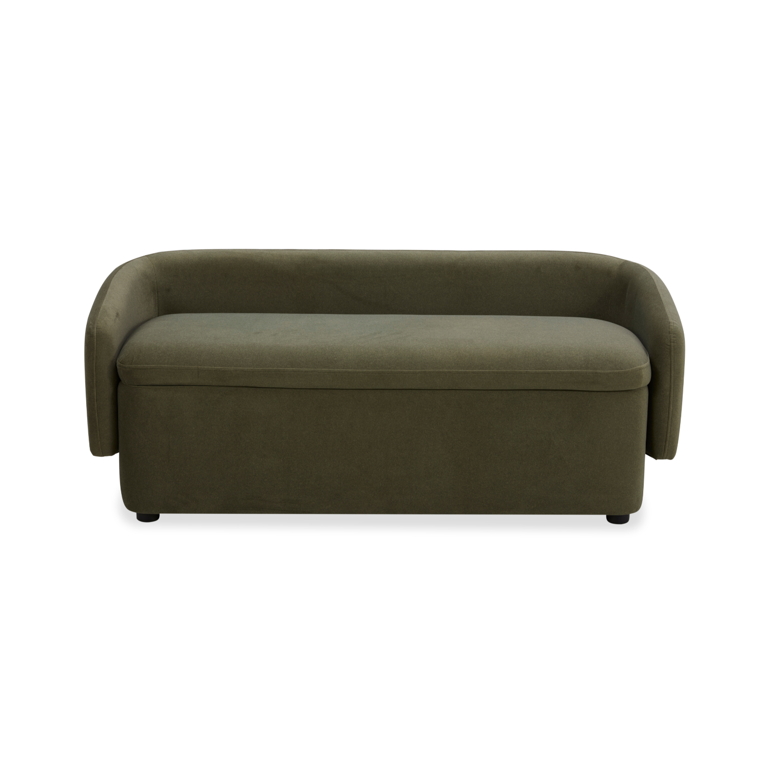 Upholstered Storage Bench in Forest Green Matte Velvet - Removable Lid, Wood Frame
