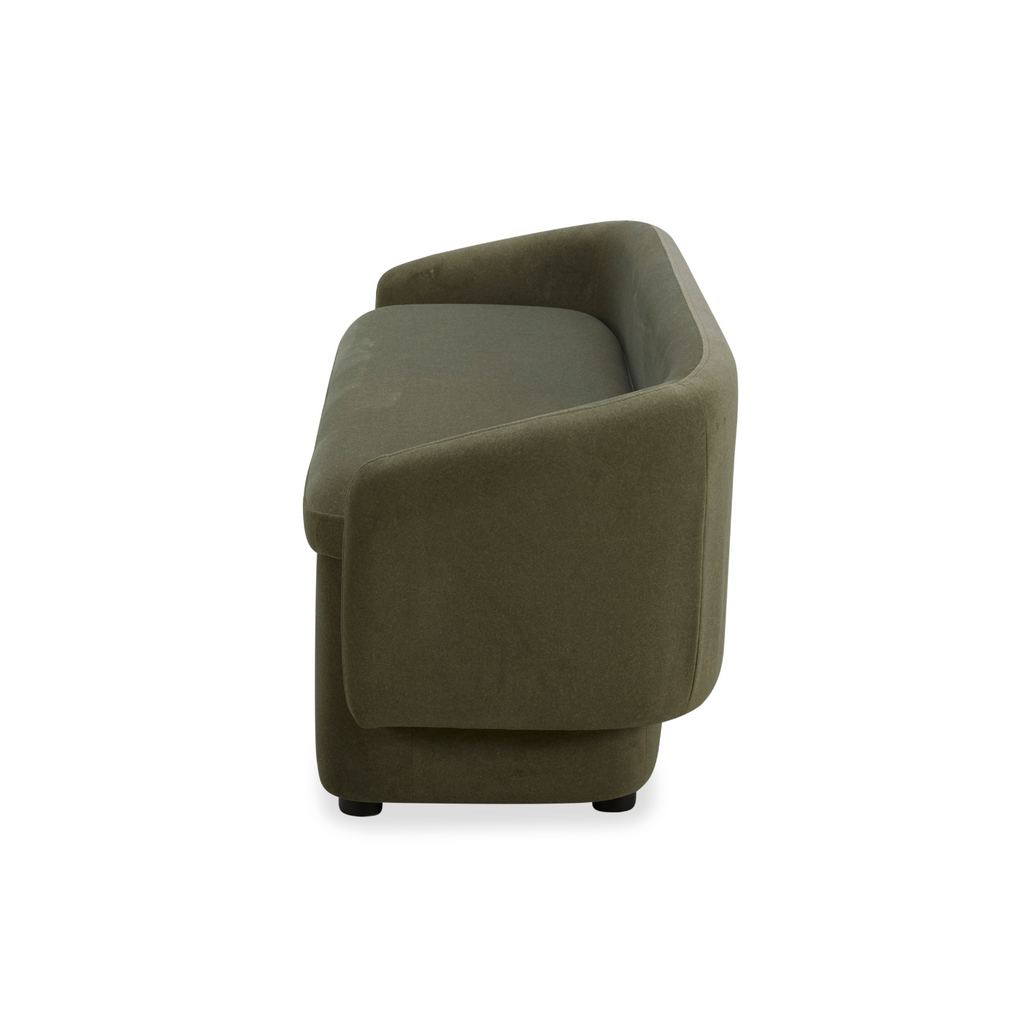 Upholstered Storage Bench in Forest Green Matte Velvet - Removable Lid, Wood Frame