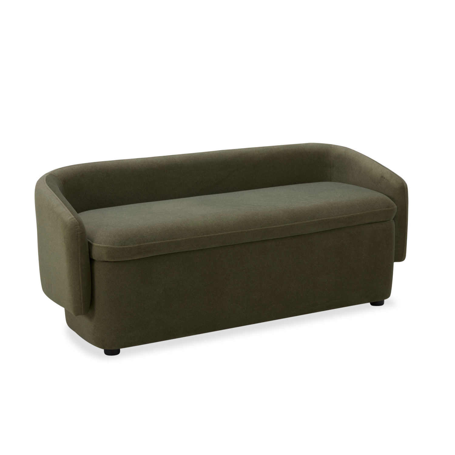 Upholstered Storage Bench in Forest Green Matte Velvet - Removable Lid, Wood Frame