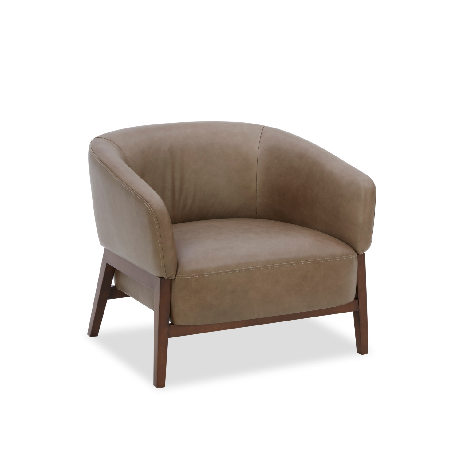 Accent Lounge Chair in Pewter Top-Grain Leather - Wood Base