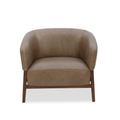Accent Lounge Chair in Pewter Top-Grain Leather - Wood Base