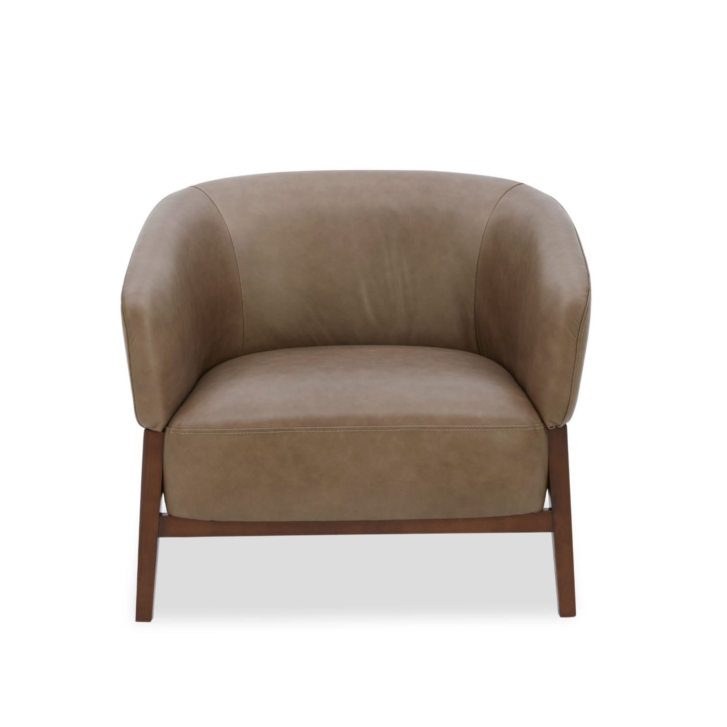 Accent Lounge Chair in Pewter Top-Grain Leather - Wood Base