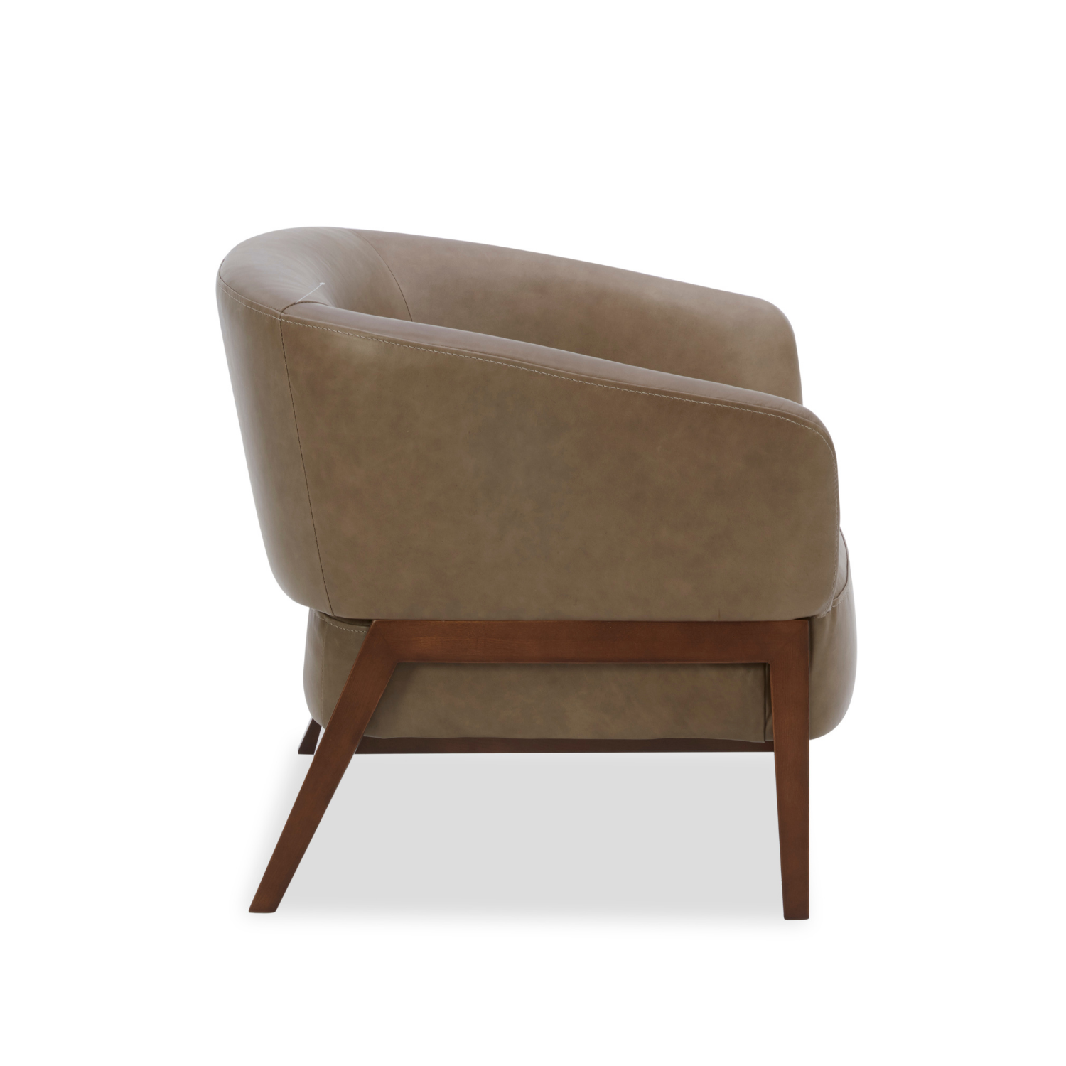 Accent Lounge Chair in Pewter Top-Grain Leather - Wood Base