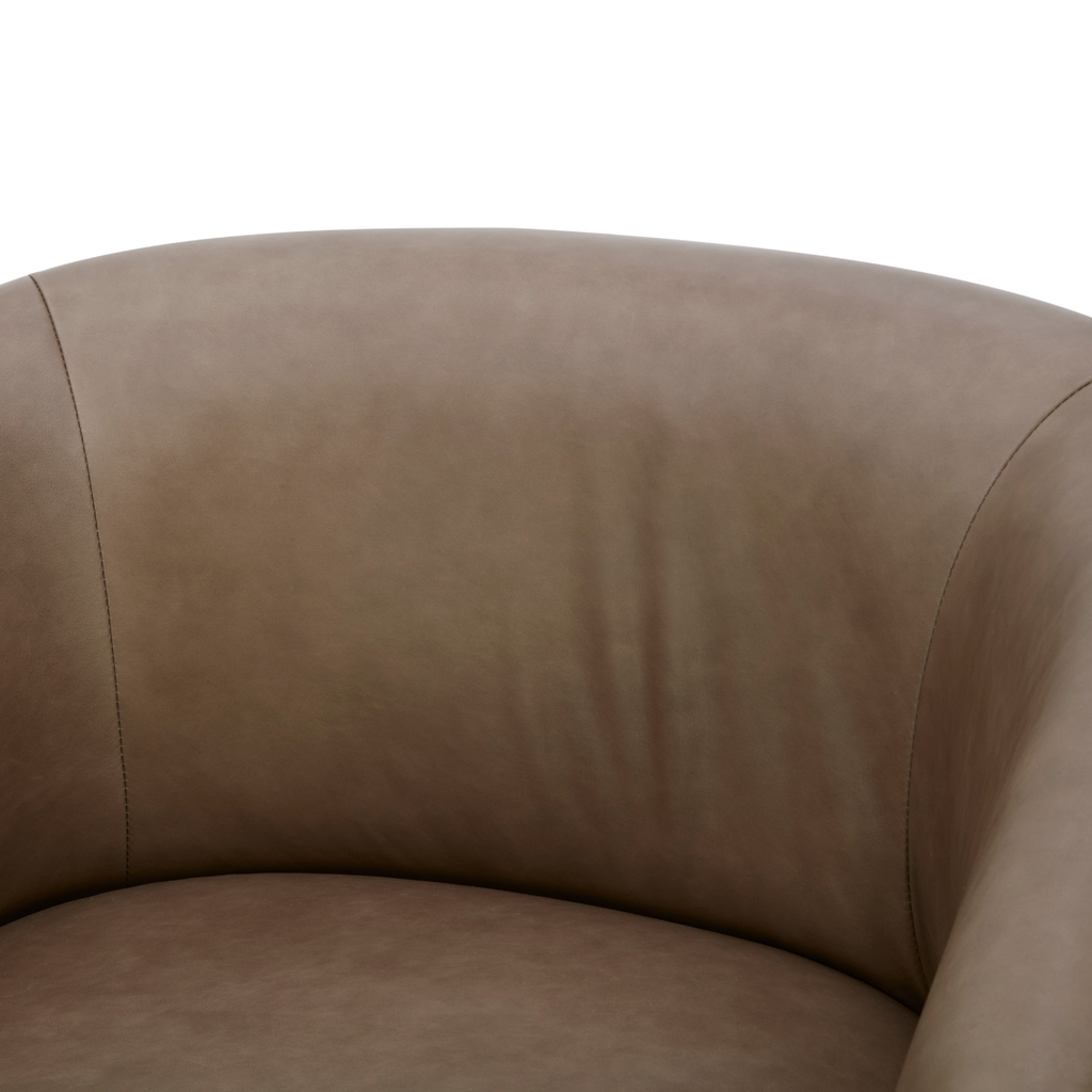 Accent Lounge Chair in Pewter Top-Grain Leather - Wood Base