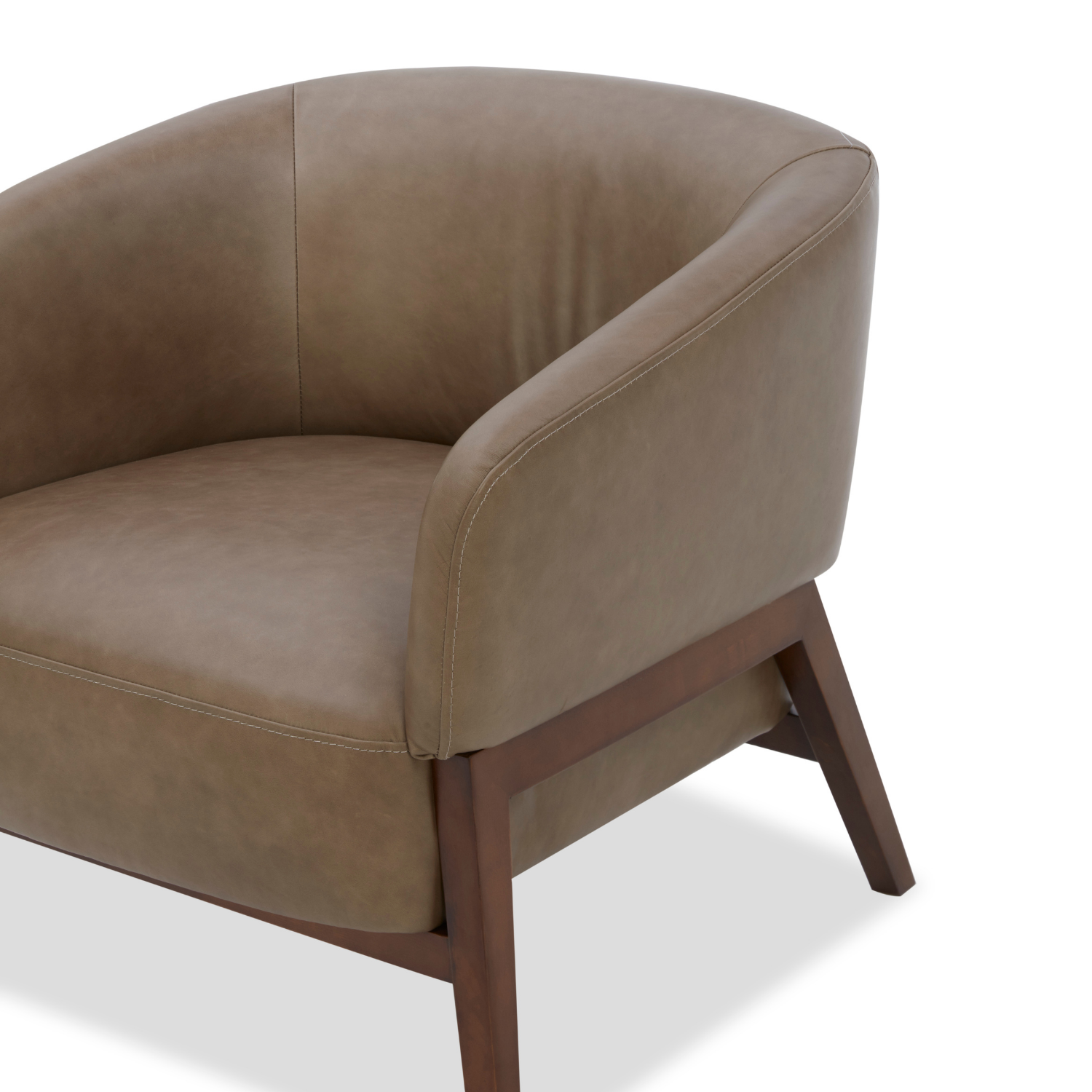 Accent Lounge Chair in Pewter Top-Grain Leather - Wood Base