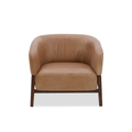 Accent Lounge Chair in Taupe Top-Grain Leather - Wood Base