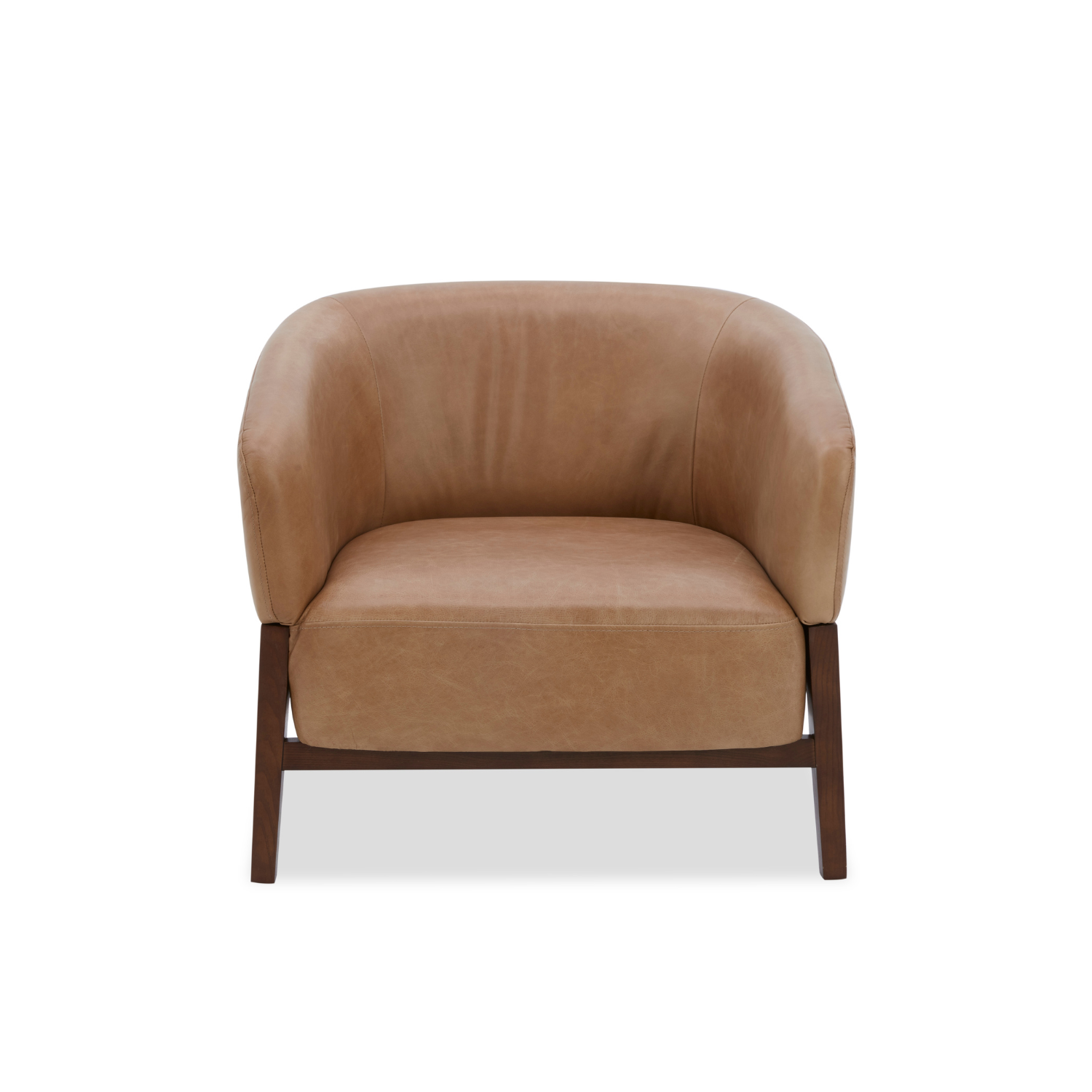 Accent Lounge Chair in Taupe Top-Grain Leather - Wood Base