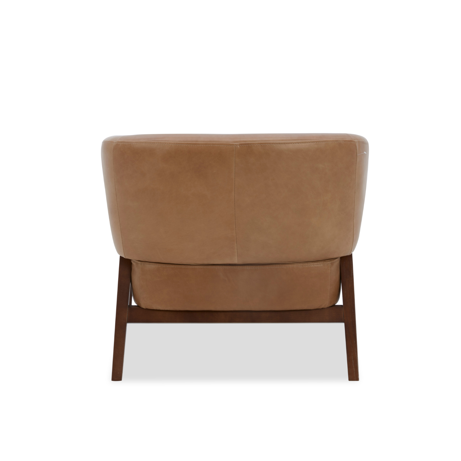 Accent Lounge Chair in Taupe Top-Grain Leather - Wood Base