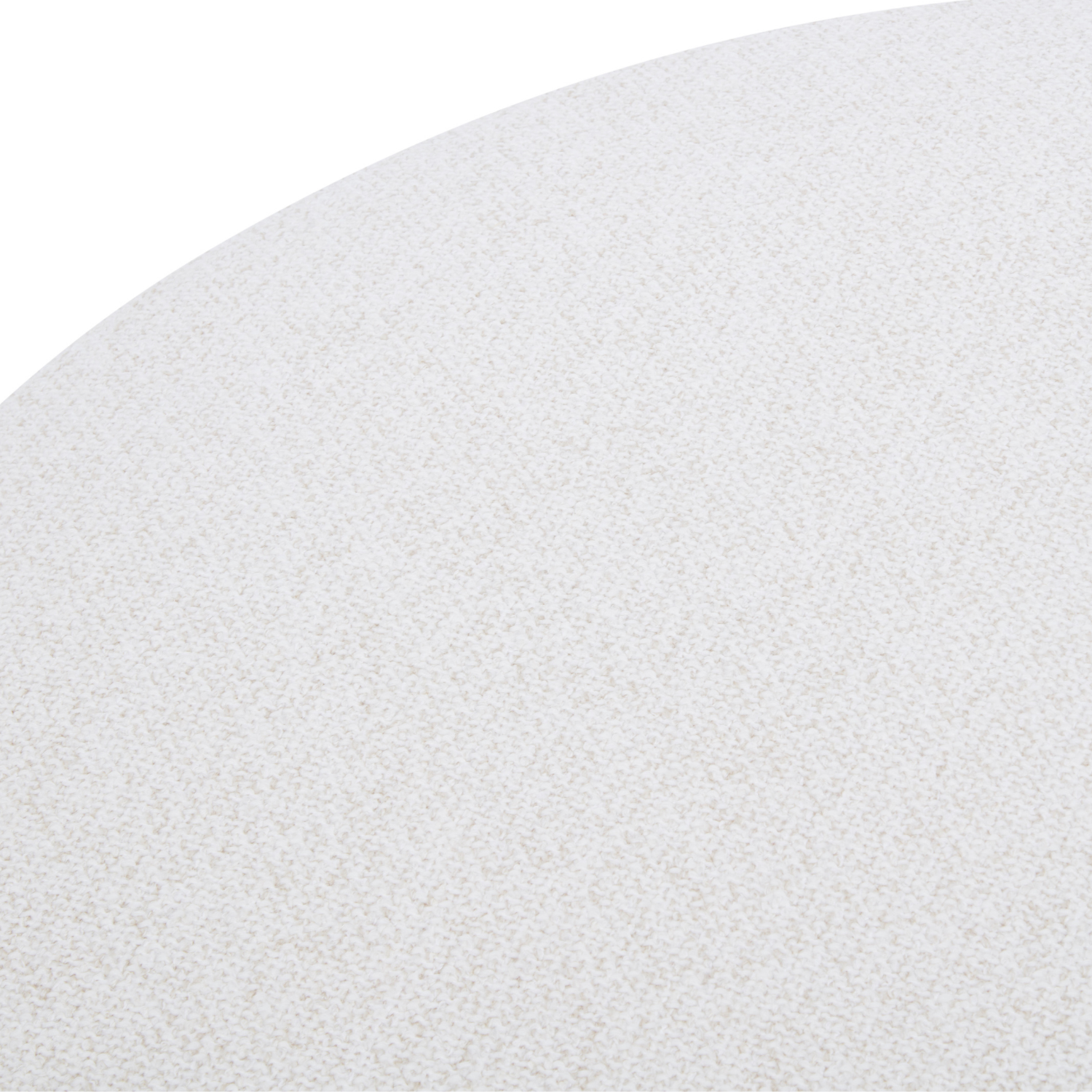 Round Ottoman in Ivory Linen Weave - Natural Wood Base, Multipurpose