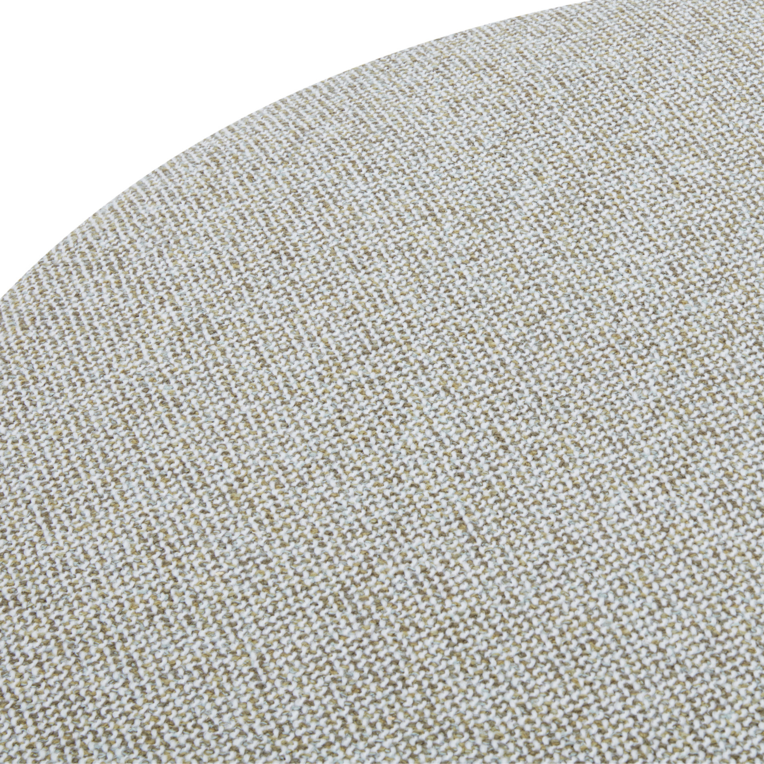 Round Ottoman in Moss Green Weave - Natural Wood Base, Multipurpose