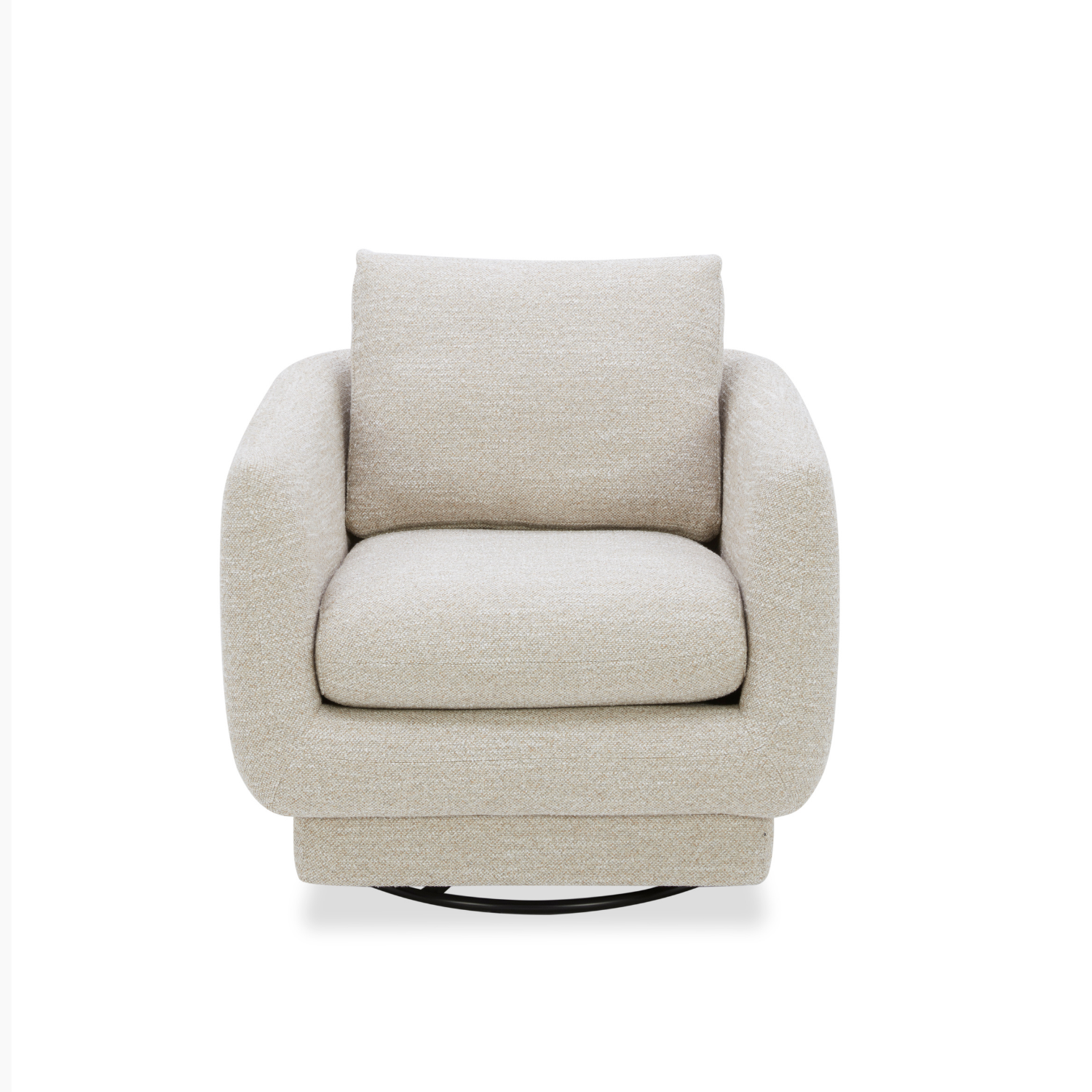 Compact Swivel Lounge Chair in Sand Fabric - Wood Frame, High-Density Foam