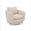 Compact Swivel Lounge Chair in Sand Fabric - Wood Frame, High-Density Foam