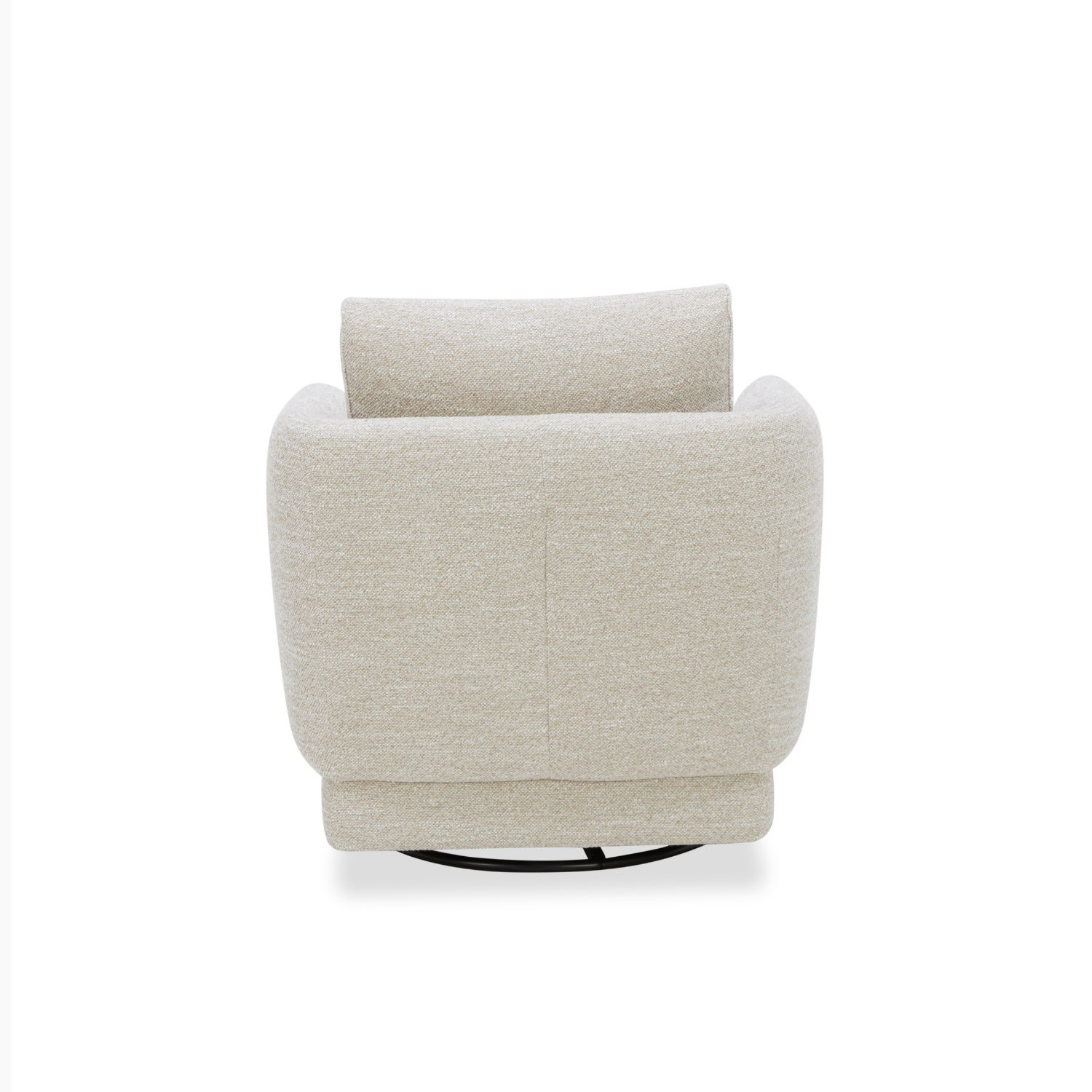 Compact Swivel Lounge Chair in Sand Fabric - Wood Frame, High-Density Foam