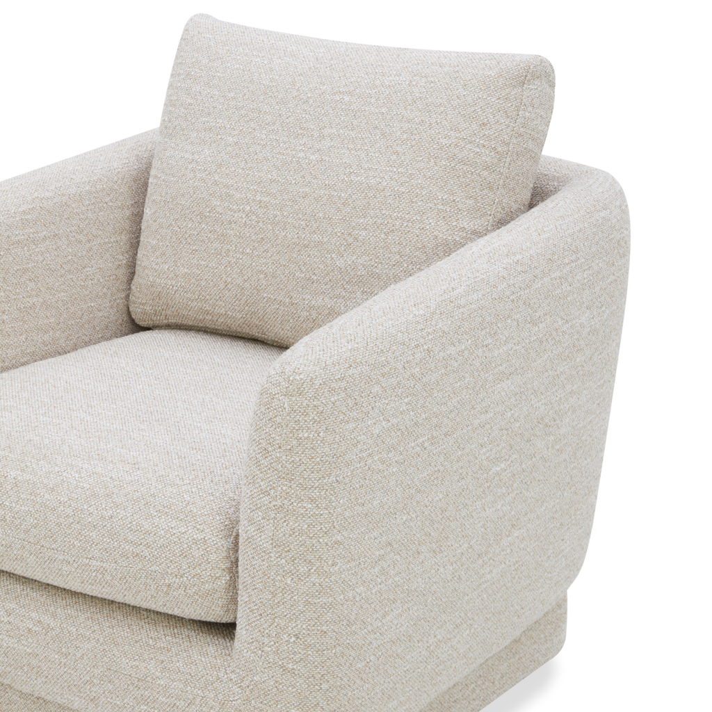 Compact Swivel Lounge Chair in Sand Fabric - Wood Frame, High-Density Foam