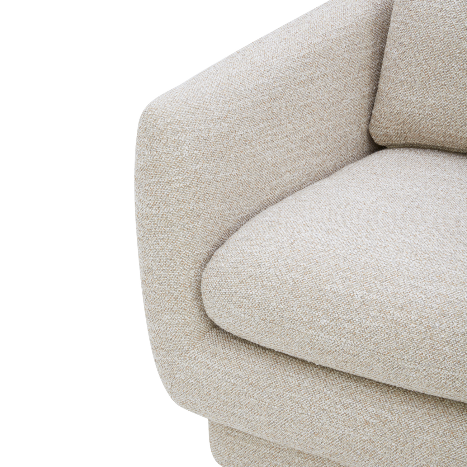 Compact Swivel Lounge Chair in Sand Fabric - Wood Frame, High-Density Foam