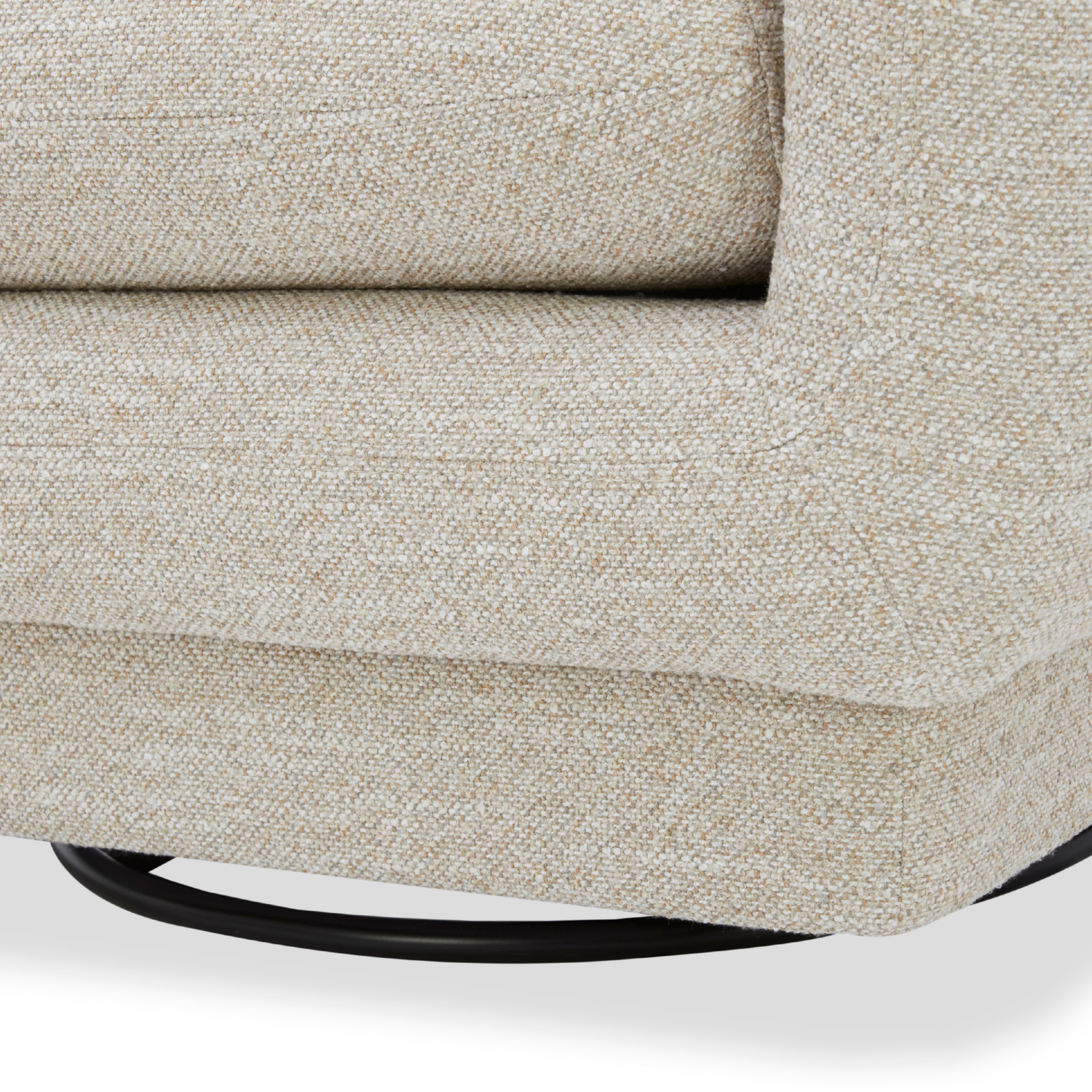 Compact Swivel Lounge Chair in Sand Fabric - Wood Frame, High-Density Foam
