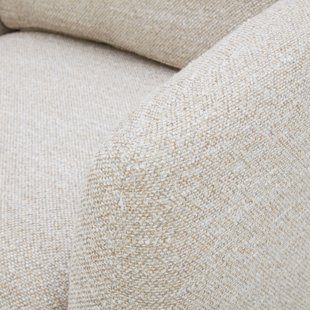Compact Swivel Lounge Chair in Sand Fabric - Wood Frame, High-Density Foam