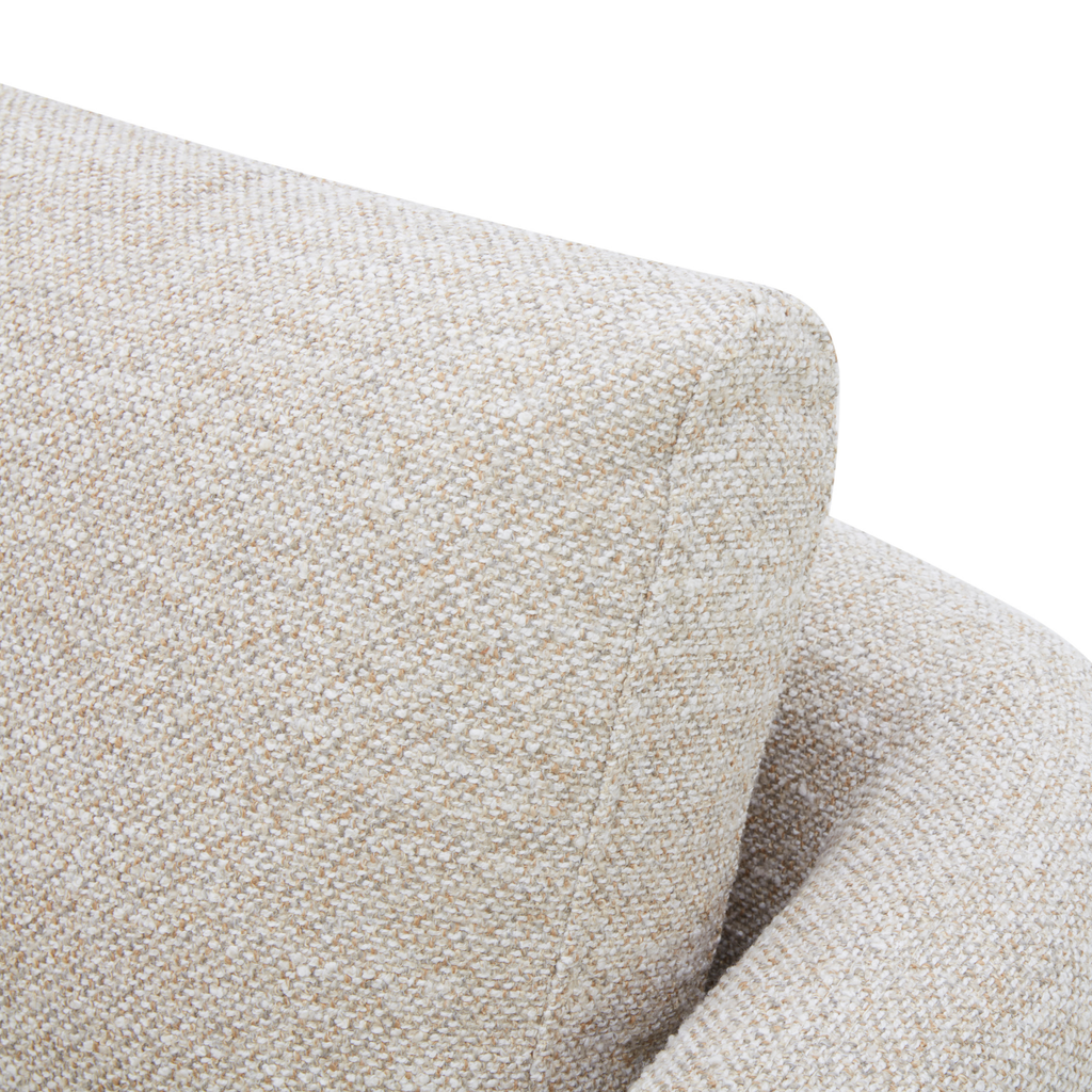 Compact Swivel Lounge Chair in Sand Fabric - Wood Frame, High-Density Foam