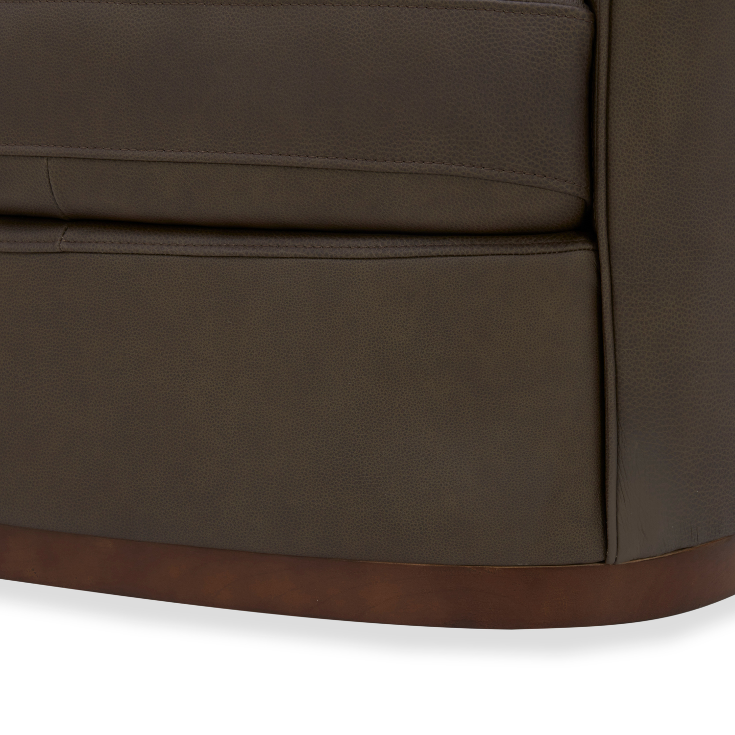 Swivel Lounge Chair in Chocolate Leather - Structured Silhouette, Wood Frame