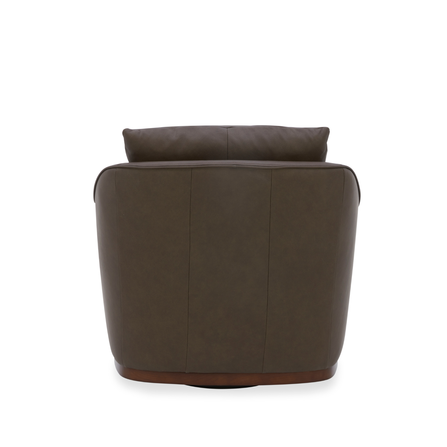 Swivel Lounge Chair in Chocolate Leather - Structured Silhouette, Wood Frame