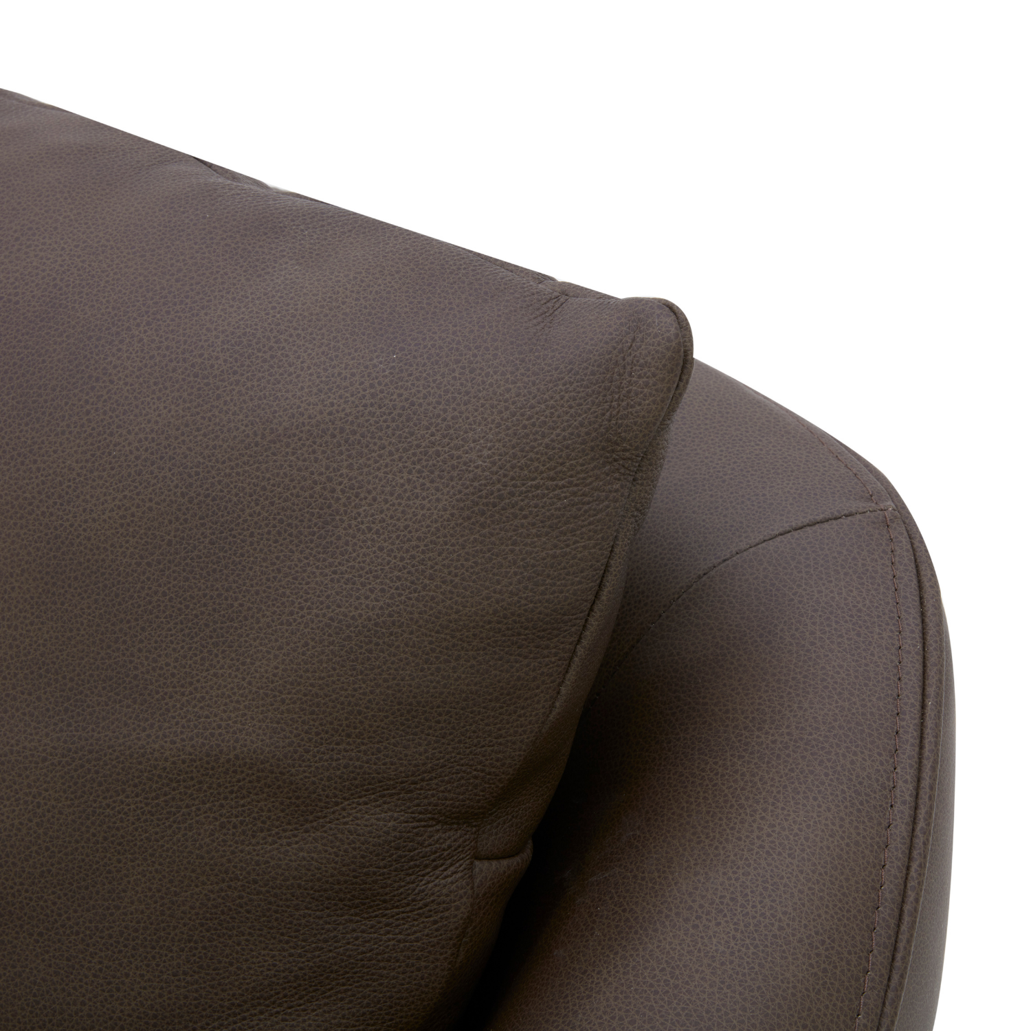 Swivel Lounge Chair in Chocolate Leather - Structured Silhouette, Wood Frame