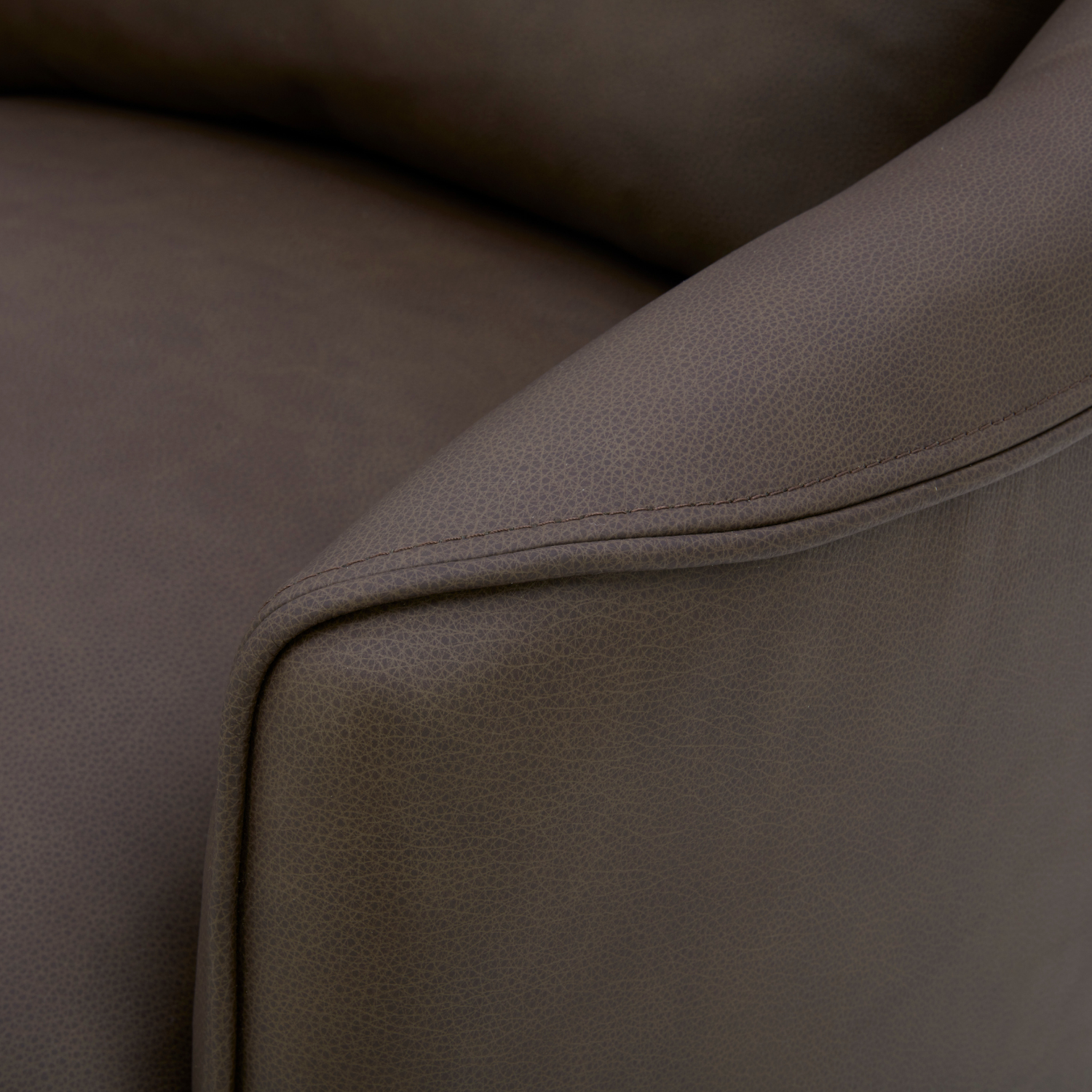 Swivel Lounge Chair in Chocolate Leather - Structured Silhouette, Wood Frame