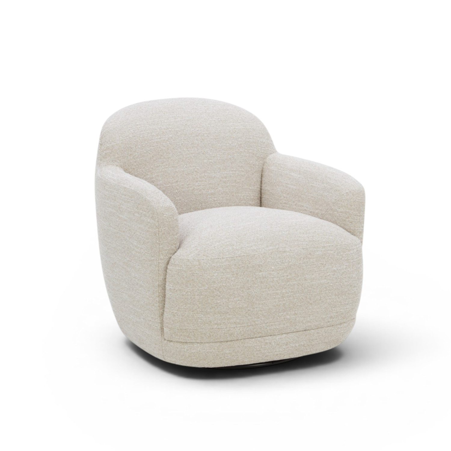 Swivel Lounge Chair in Sand Polyester - Wood Frame, High-Density Foam