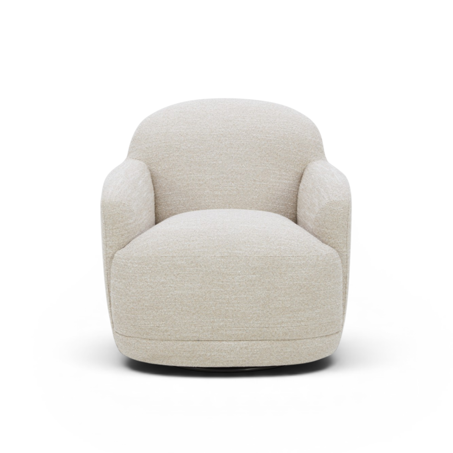 Swivel Lounge Chair in Sand Polyester - Wood Frame, High-Density Foam