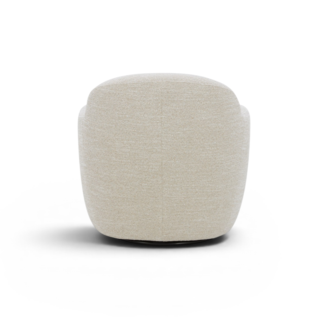Swivel Lounge Chair in Sand Polyester - Wood Frame, High-Density Foam