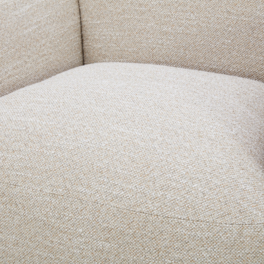 Swivel Lounge Chair in Sand Polyester - Wood Frame, High-Density Foam