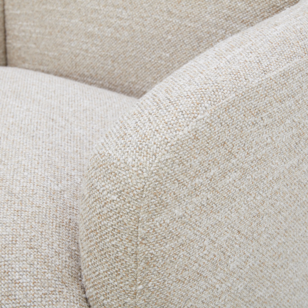 Swivel Lounge Chair in Sand Polyester - Wood Frame, High-Density Foam