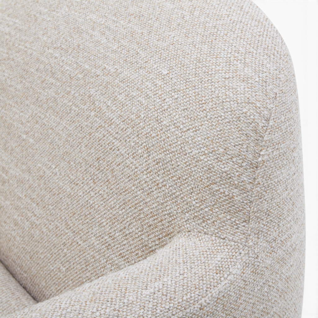 Swivel Lounge Chair in Sand Polyester - Wood Frame, High-Density Foam