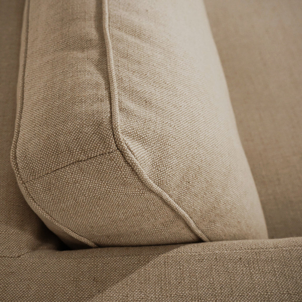 Slipcover Lounge Chair in Brown Linen Blend - Track Arms, Removable Cover
